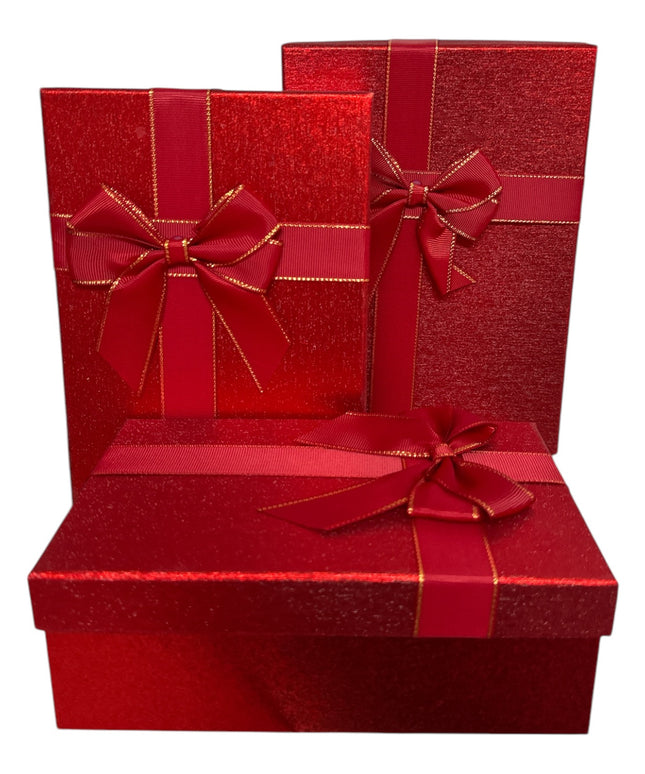 Set de 3 Cutii Cadou Roșii 23cm