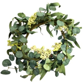 Coroniță decorativă cu frunze de eucalipt 45cm 1123-12