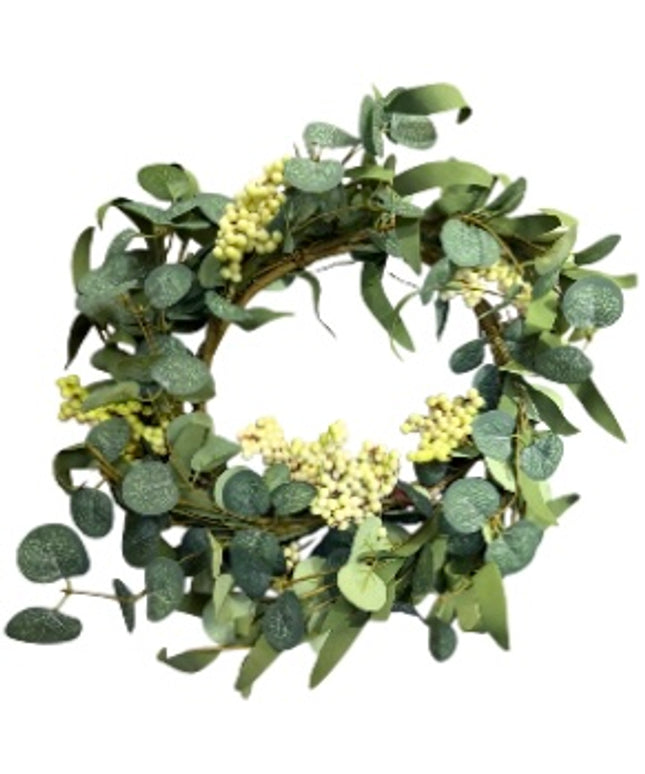 Coroniță decorativă cu frunze de eucalipt 45cm 1123-12