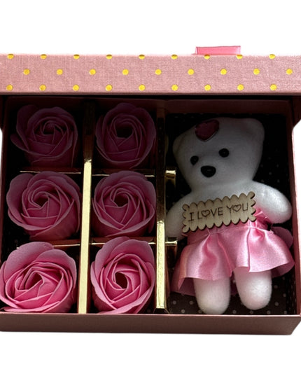 Cutie cadou Trandafiri cu Ursuleț