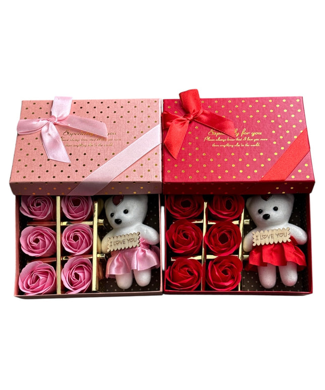 Cutie cadou Trandafiri cu Ursuleț