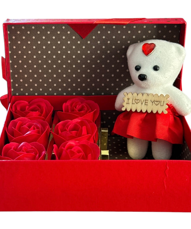 Cutie cadou Trandafiri cu Ursuleț