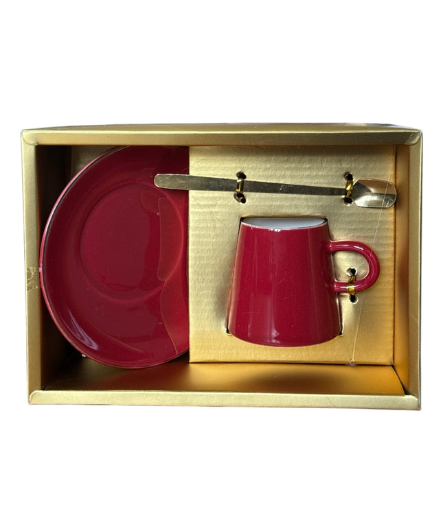 Set cadou ceașcă cu farfurie și linguriță AB061