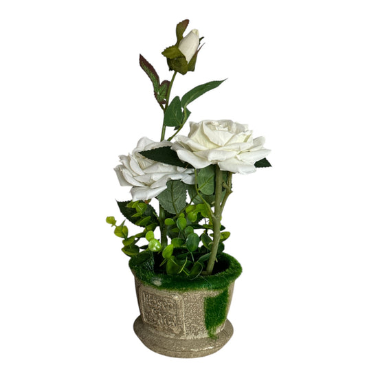 Trandafiri decorativi cu ghiveci ceramic 32cm 092-5