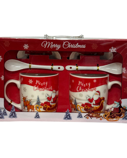 Set cadou Crăciun 2 căni cu capac și linguriță HK657