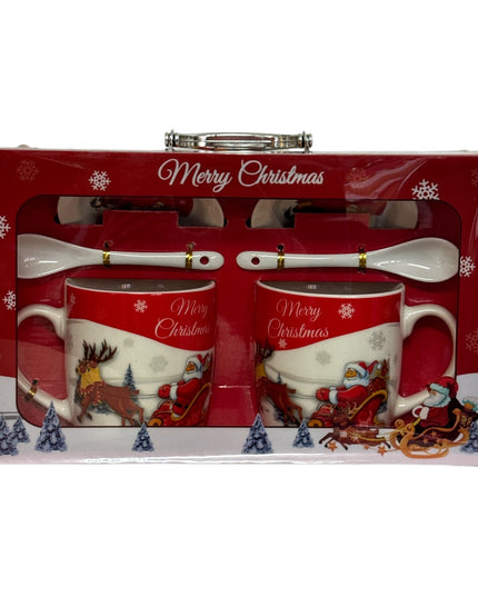 Set cadou Crăciun 2 căni cu capac și linguriță HK657