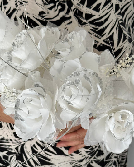 Buchet mireasă cu sclipici 40cm