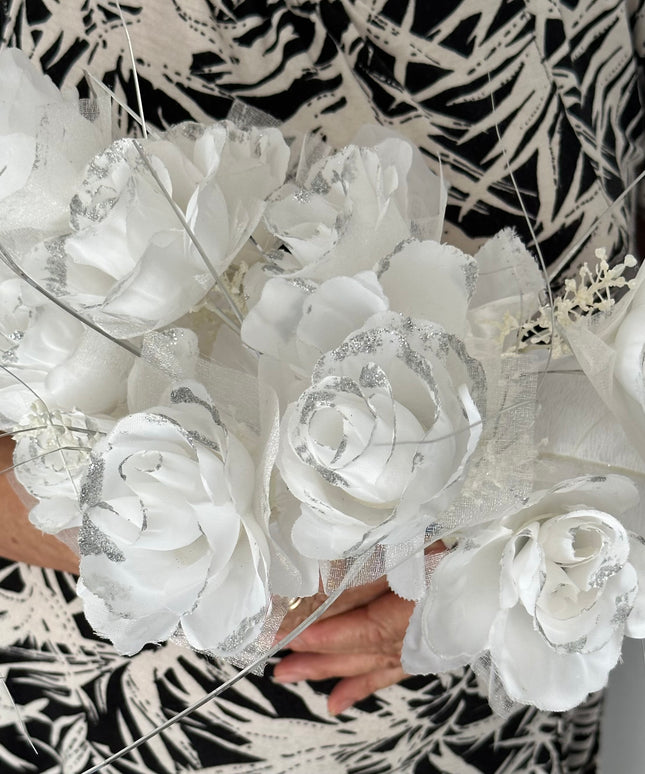 Buchet mireasă cu sclipici 40cm