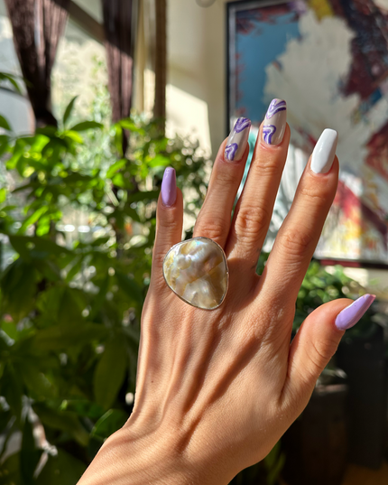 Inel reglabil cu Sidef mediu și cutie de cadou