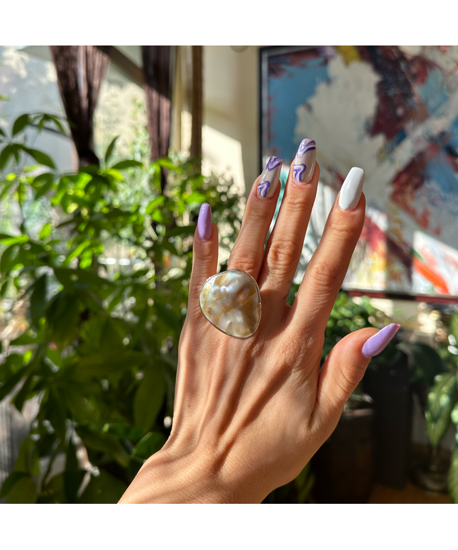 Inel reglabil cu Sidef mediu și cutie de cadou