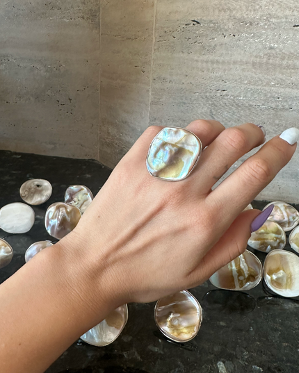 Inel reglabil cu Sidef Oval și cutie de cadou