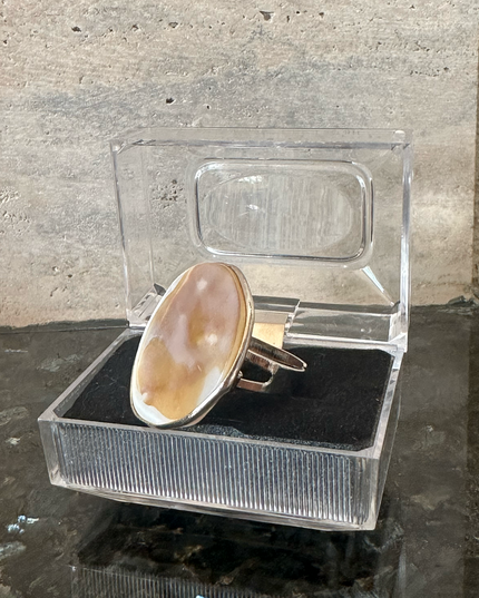 Inel reglabil cu Sidef Oval și cutie de cadou