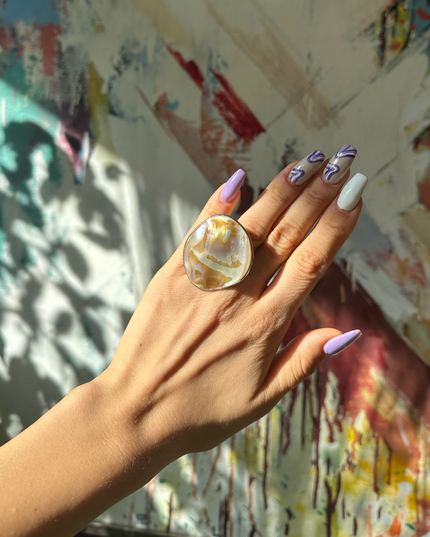 Inel reglabil cu Sidef Oval și cutie de cadou