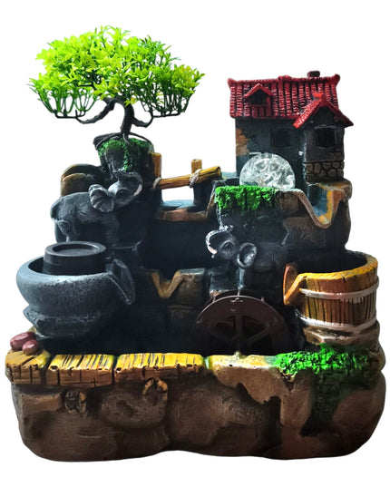 Fântână decorativă de interior cu elefanți și bonsai 1257