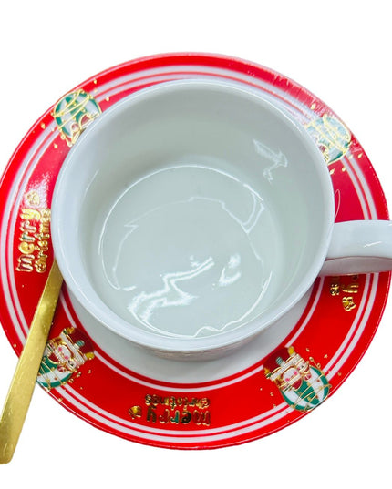 Set cadou Crăciun 2 cești cu farfurie și linguriță HM158B