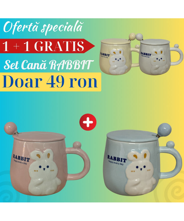 Set cană Rabbit 1 + 1 GRATIS
