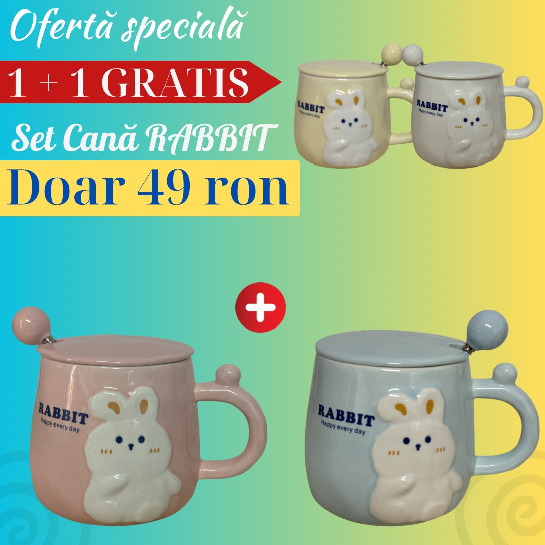 Set cană Rabbit 1 + 1 GRATIS