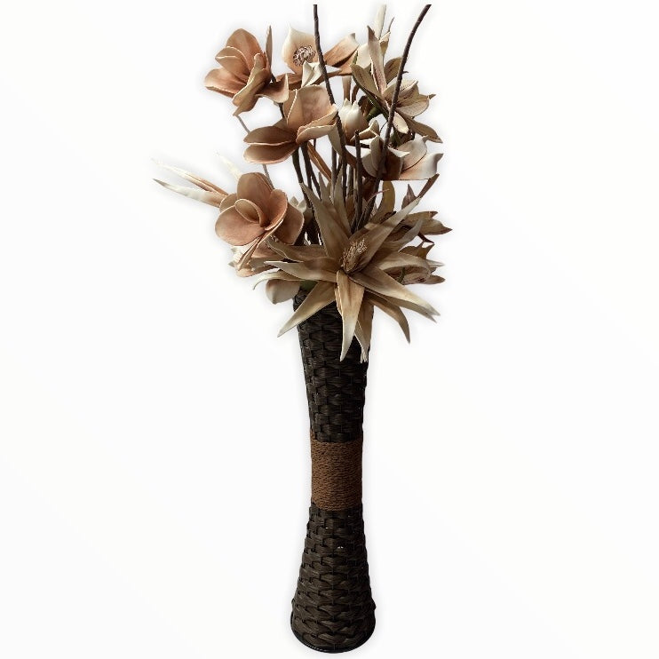 Suport flori metal cu imitație Ratan 45cm