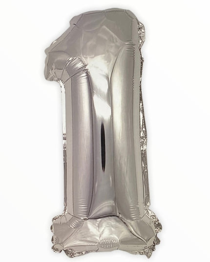 Balon din Folie în Formă de Cifră – 40 cm, Argintiu