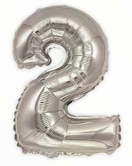 Balon din Folie în Formă de Cifră – 40 cm, Argintiu