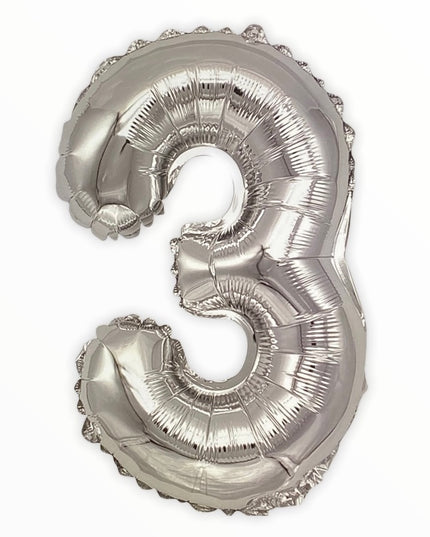 Balon din Folie în Formă de Cifră – 40 cm, Argintiu