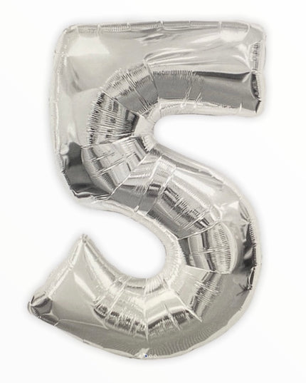 Balon din Folie în Formă de Cifră – 40 cm, Argintiu