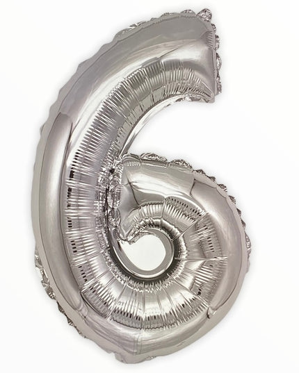 Balon din Folie în Formă de Cifră – 40 cm, Argintiu