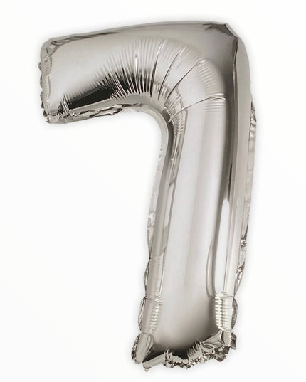 Balon din Folie în Formă de Cifră – 40 cm, Argintiu