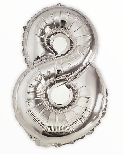 Balon din Folie în Formă de Cifră – 40 cm, Argintiu