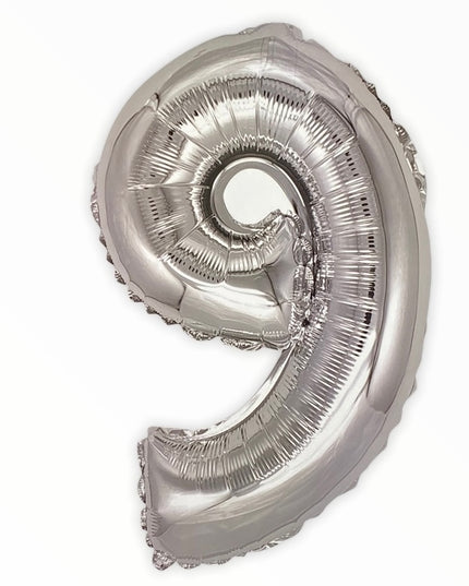 Balon din Folie în Formă de Cifră – 40 cm, Argintiu