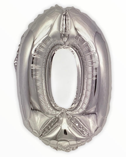 Balon din Folie în Formă de Cifră – 40 cm, Argintiu