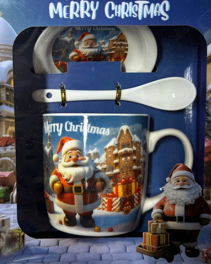 Set cadou Crăciun cană cu capac și linguriță HK2178
