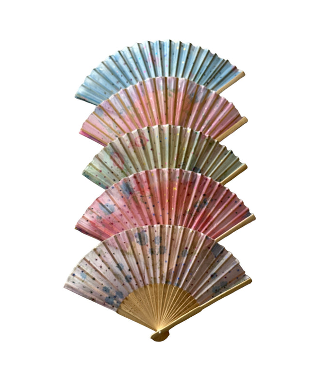 Evantai lemn cu pânză 5/set