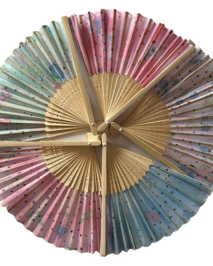 Evantai lemn cu pânză 5/set