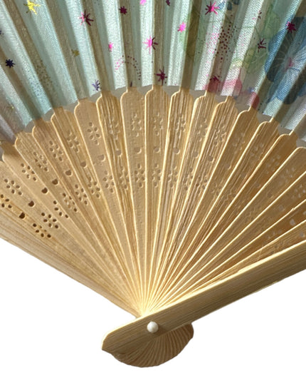 Evantai lemn cu pânză 5/set