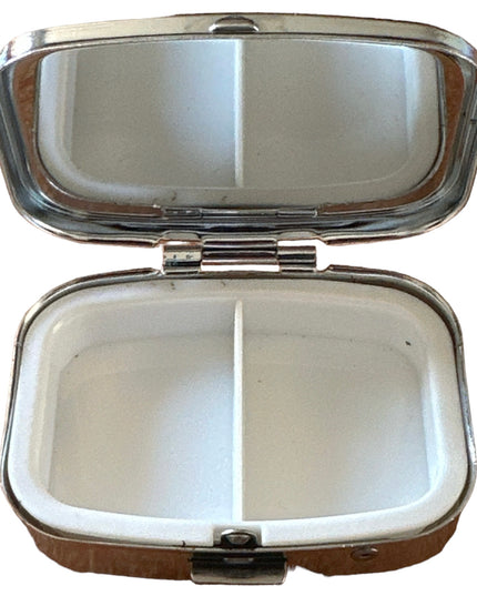 Cutie metalică cu oglindă de poșetă 6cm