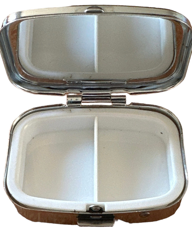 Cutie metalică cu oglindă de poșetă 6cm