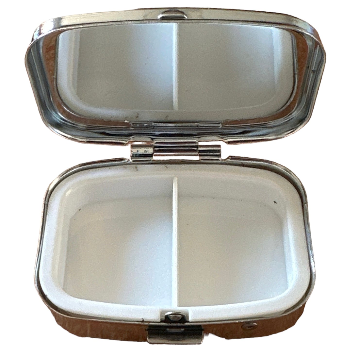 Cutie metalică cu oglindă de poșetă 6cm
