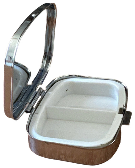 Cutie metalică cu oglindă de poșetă 6cm