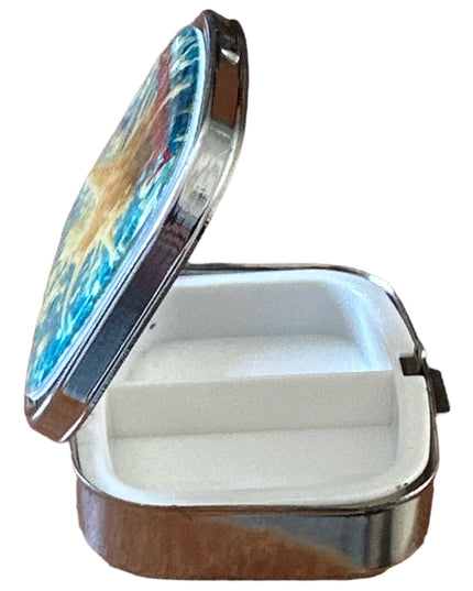 Cutie metalică cu oglindă de poșetă 6cm