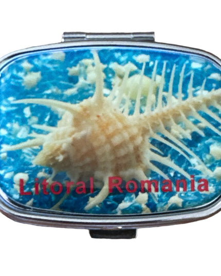 Cutie metalică cu oglindă de poșetă 6cm