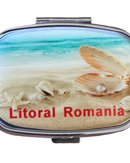 Cutie metalică cu oglindă de poșetă 6cm