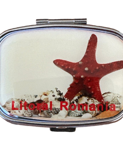 Cutie metalică cu oglindă de poșetă 6cm