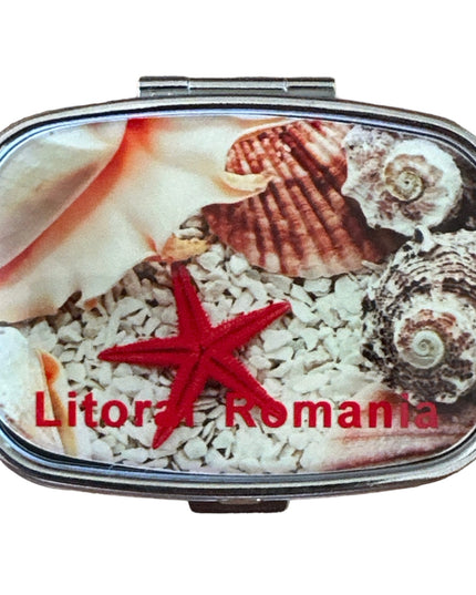 Cutie metalică cu oglindă de poșetă 6cm