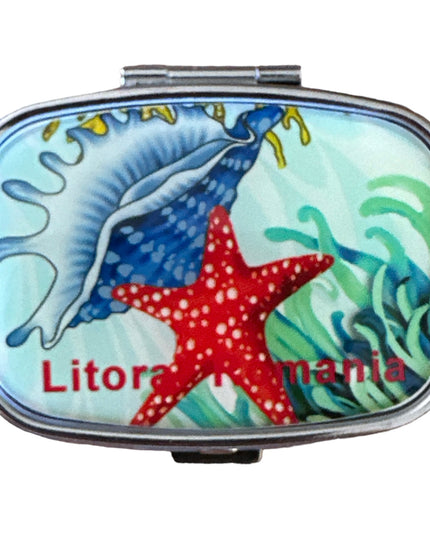 Cutie metalică cu oglindă de poșetă 6cm