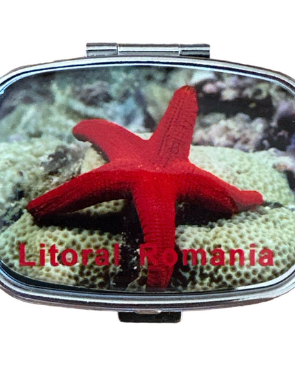 Cutie metalică cu oglindă de poșetă 6cm