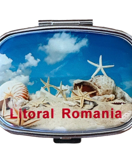 Cutie metalică cu oglindă de poșetă 6cm