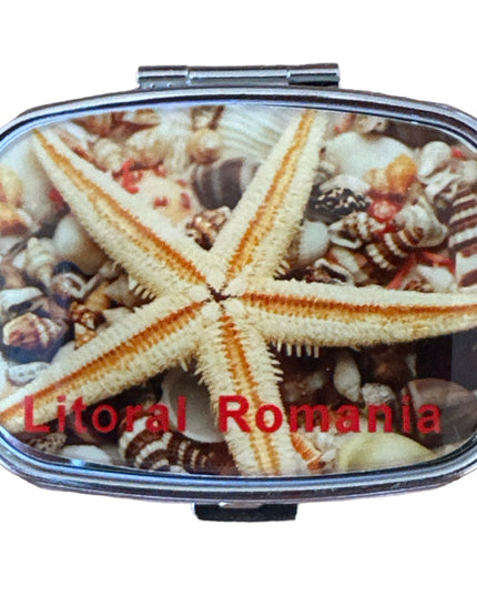 Cutie metalică cu oglindă de poșetă 6cm