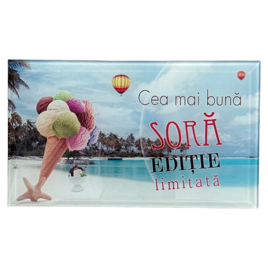 Tablou decorativ din sticlă cu mesaj pentru Sora