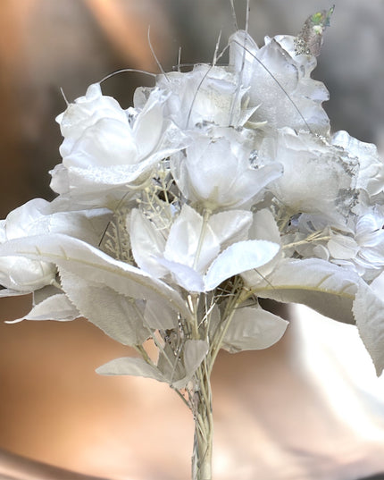 Buchet mireasă cu sclipici 40cm